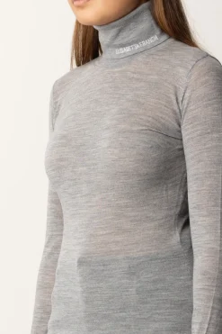 Elisabetta Franchi Dolcevita In Lana Merino con Logo LetteringGRIGIO MELANGE