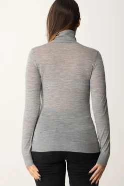 Elisabetta Franchi Dolcevita In Lana Merino con Logo LetteringGRIGIO MELANGE