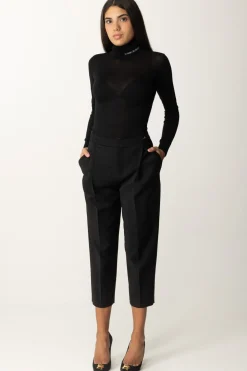 Elisabetta Franchi Dolcevita In Lana Merino con Logo LetteringNERO