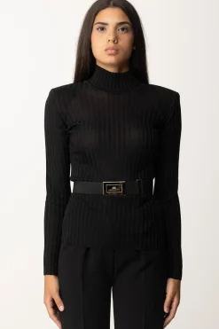 Elisabetta Franchi Dolcevita In Viscosa con CinturaNERO