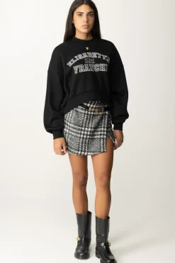 Elisabetta Franchi Felpa Cropped con Logo CollegeNERO