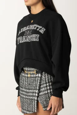 Elisabetta Franchi Felpa Cropped con Logo CollegeNERO