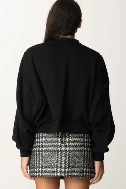 Elisabetta Franchi Felpa Cropped con Logo CollegeNERO