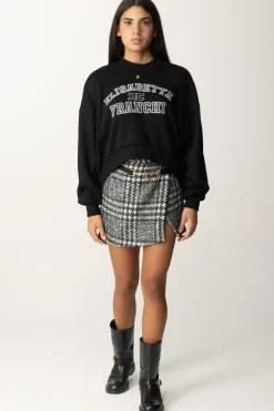 Elisabetta Franchi Felpa Cropped con Logo CollegeNERO