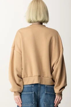 Elisabetta Franchi Felpa Cropped con Logo CollegeCAMEL