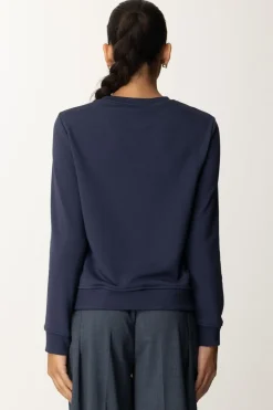 Elisabetta Franchi Felpa In Cotone con Ricamo StemmaNAVY