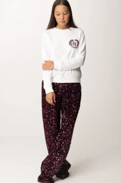 Elisabetta Franchi Felpa In Cotone con Ricamo StemmaAVORIO