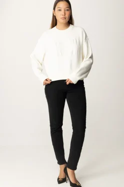 Elisabetta Franchi Felpa Cropped con Ricamo LogoAVORIO