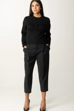 Elisabetta Franchi Felpa Cropped con Ricamo LogoNERO