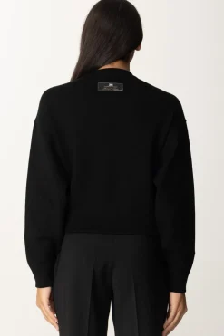 Elisabetta Franchi Felpa Cropped con Ricamo LogoNERO