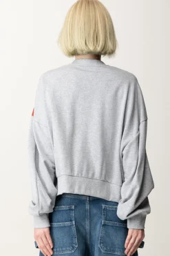 Elisabetta Franchi Felpa Crop con Maxi Stampa LogoGRIGIO MELANGE