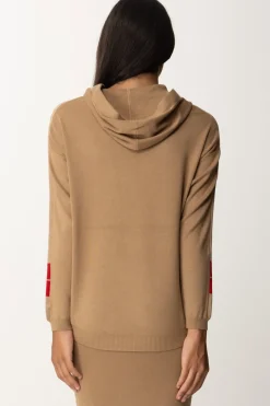 Elisabetta Franchi Felpa Tricot con Bande e LogoCAMEL/RED PASSION