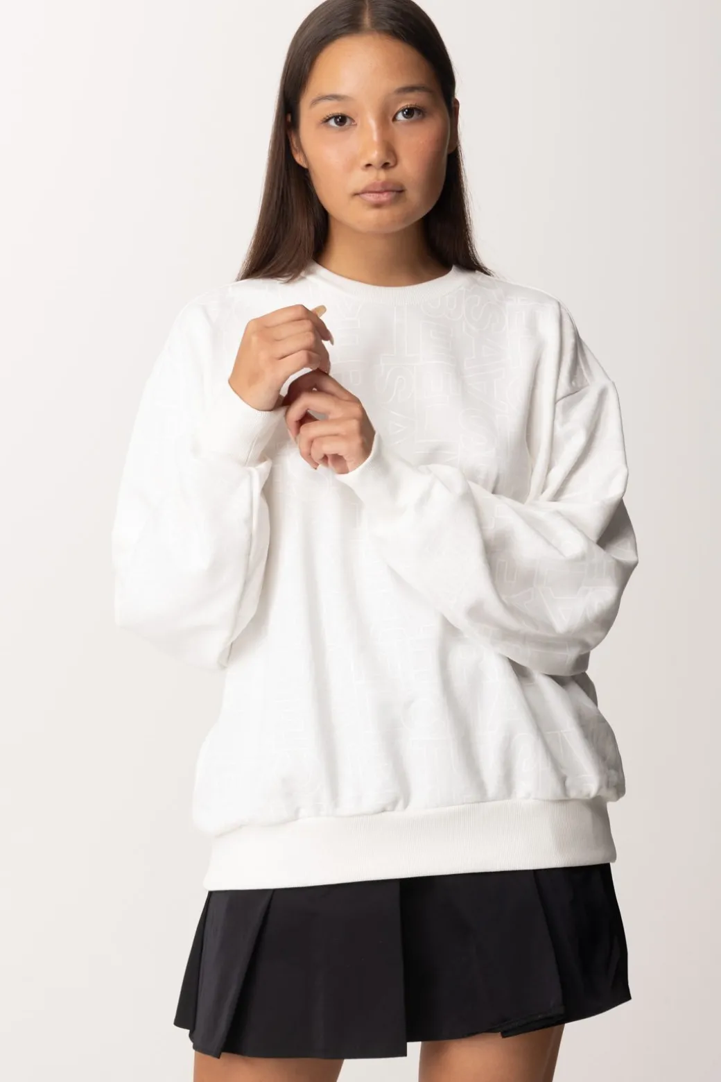 Elisabetta Franchi Felpa In Cotone LetteringAVORIO