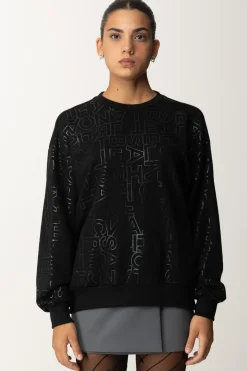 Elisabetta Franchi Felpa In Cotone LetteringNERO