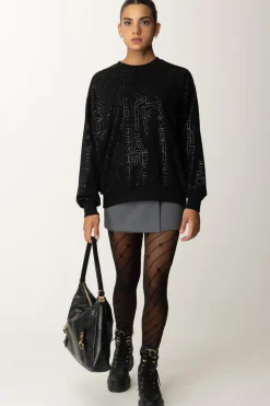 Elisabetta Franchi Felpa In Cotone LetteringNERO