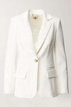 Elisabetta Franchi Giacca Monopetto In Crepe StretchAVORIO