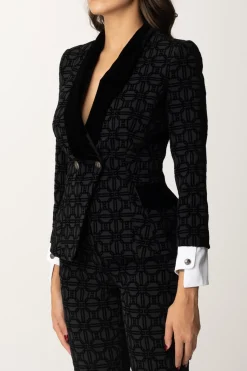 Elisabetta Franchi Giacca Doppiopetto Pattern FlockNERO