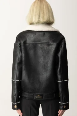 Elisabetta Franchi Giacca Aviatore Effetto PelleNERO