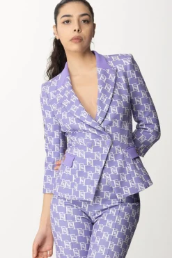 Elisabetta Franchi Giacca Doppiopetto Stampa Logo EfIRIS/BURRO