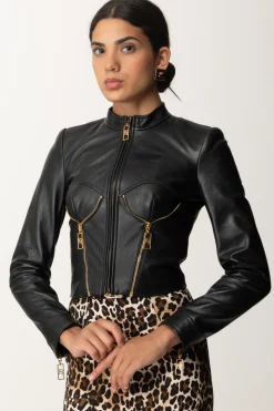 Elisabetta Franchi Giacca Biker In PelleNERO