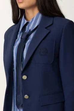 Elisabetta Franchi Giacca In Crêpe con Rever AmpioNAVY