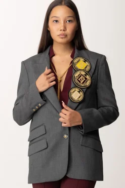 Elisabetta Franchi Giacca In Fresco Lana con PatchSTEEL MELANGE