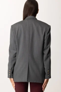 Elisabetta Franchi Giacca In Fresco Lana con PatchSTEEL MELANGE