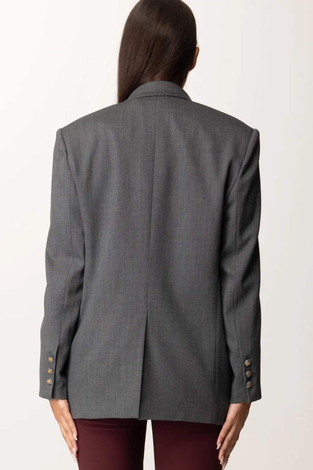 Elisabetta Franchi Giacca In Fresco Lana con PatchSTEEL MELANGE