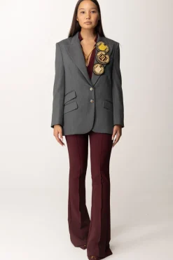 Elisabetta Franchi Giacca In Fresco Lana con PatchSTEEL MELANGE