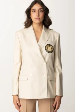 Elisabetta Franchi Giacca Doppiopetto In Lana con PatchCREMA