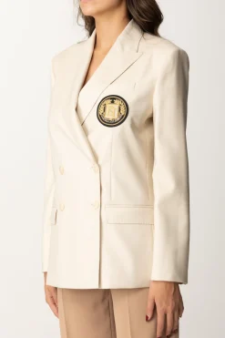 Elisabetta Franchi Giacca Doppiopetto In Lana con PatchCREMA
