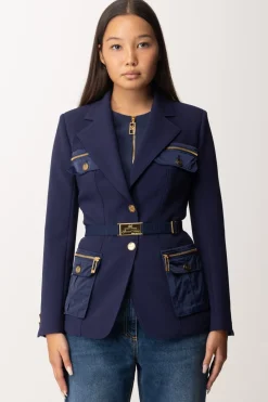 Elisabetta Franchi Giacca con Tasconi e CinturaNAVY