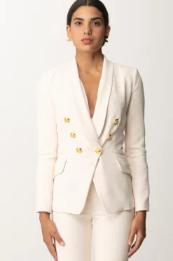 Elisabetta Franchi Giacca Doppiopetto con Ricamo StemmaBURRO