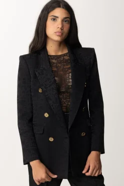 Elisabetta Franchi Giacca Doppiopetto In Crêpe JacquardNERO