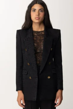 Elisabetta Franchi Giacca Doppiopetto In Crêpe JacquardNERO
