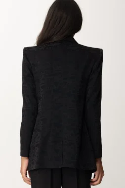 Elisabetta Franchi Giacca Doppiopetto In Crêpe JacquardNERO