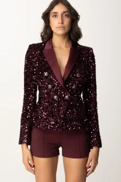 Elisabetta Franchi Giacca Doppiopetto con PailettesROUGE NOIR