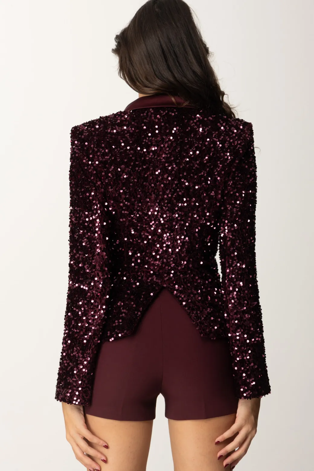 Elisabetta Franchi Giacca Doppiopetto con PailettesROUGE NOIR