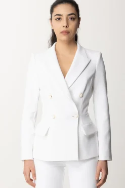 Elisabetta Franchi Giacca Doppiopetto con Taglio In VitaAVORIO