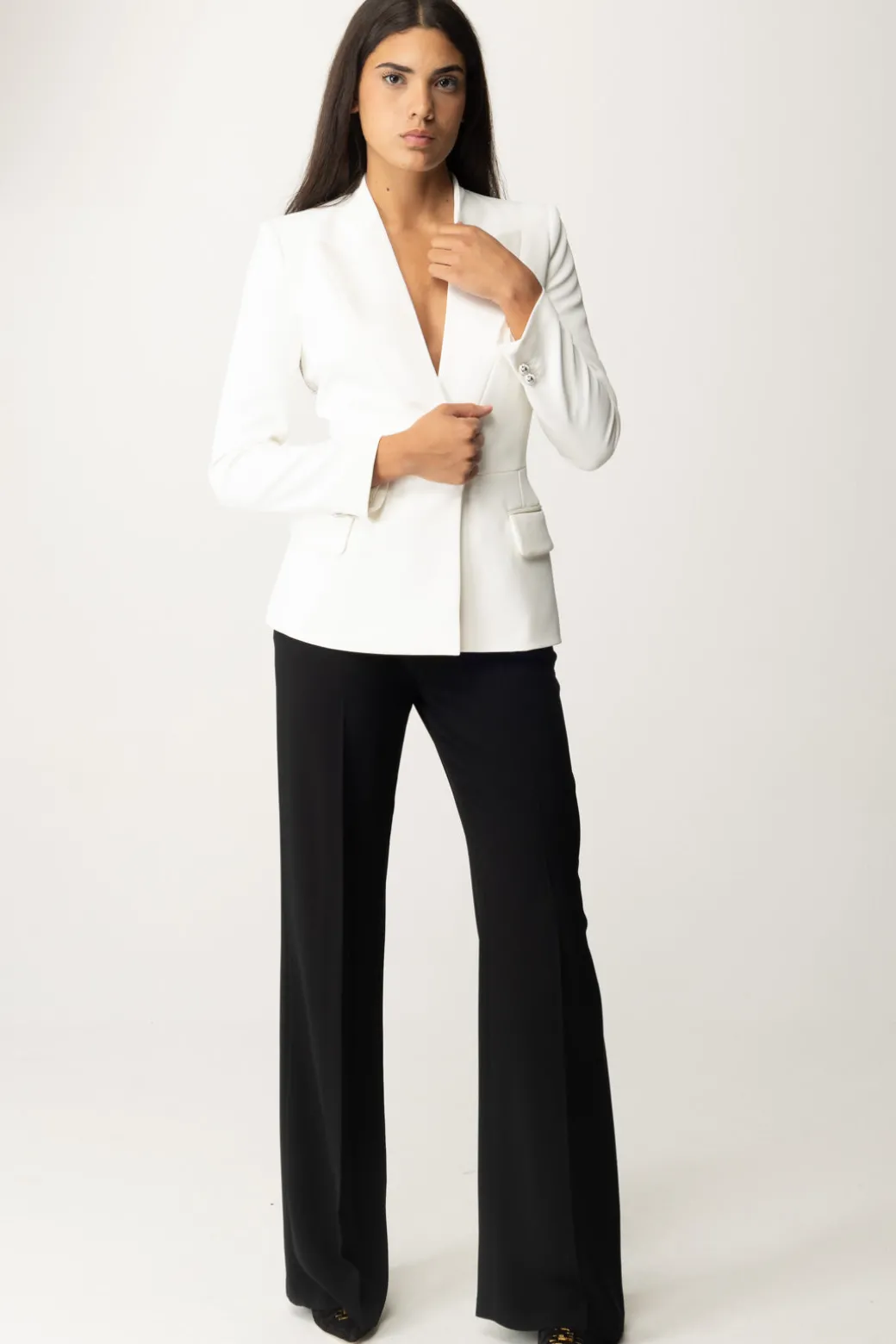 Elisabetta Franchi Giacca con Revers a Lancia In RasoAVORIO