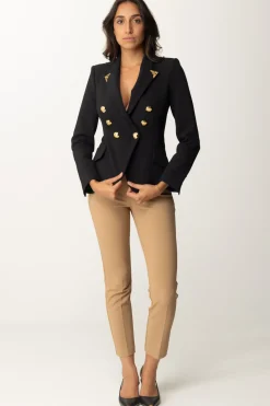 Elisabetta Franchi Giacca Doppiopetto Stretch con Puntali GoldNERO