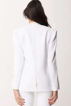 Elisabetta Franchi Giacca Doppiopetto con Revers In RasoAVORIO