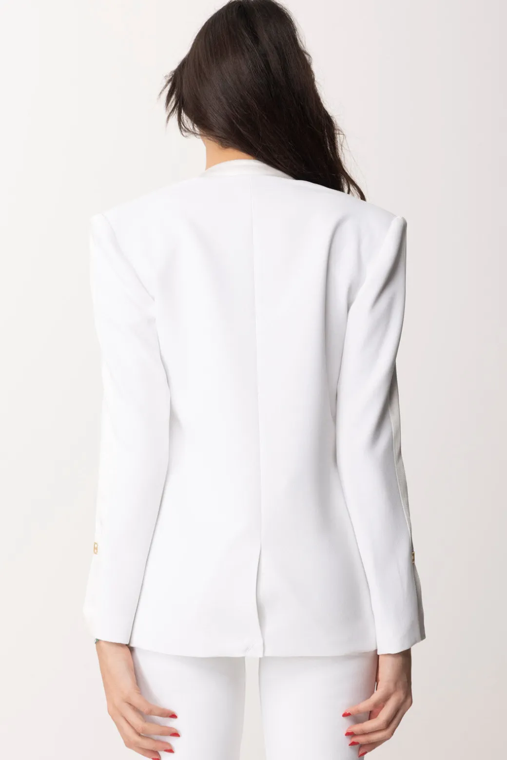 Elisabetta Franchi Giacca Doppiopetto con Revers In RasoAVORIO