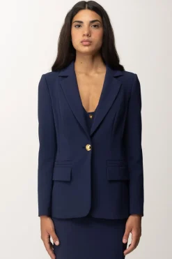 Elisabetta Franchi Giacca Monopetto In Crepe StretchNAVY