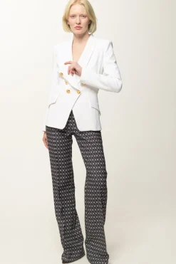 Elisabetta Franchi Giacca Doppiopetto con Ricamo StemmaAVORIO