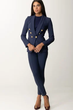Elisabetta Franchi Giacca Doppiopetto con Ricamo StemmaNAVY