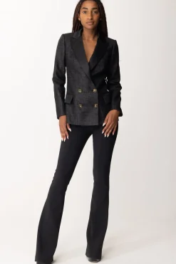 Elisabetta Franchi Giacca Doppiopetto In Tweed LaminatoNERO