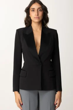 Elisabetta Franchi Giacca con Revers a Lancia In RasoNERO