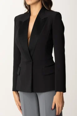 Elisabetta Franchi Giacca con Revers a Lancia In RasoNERO