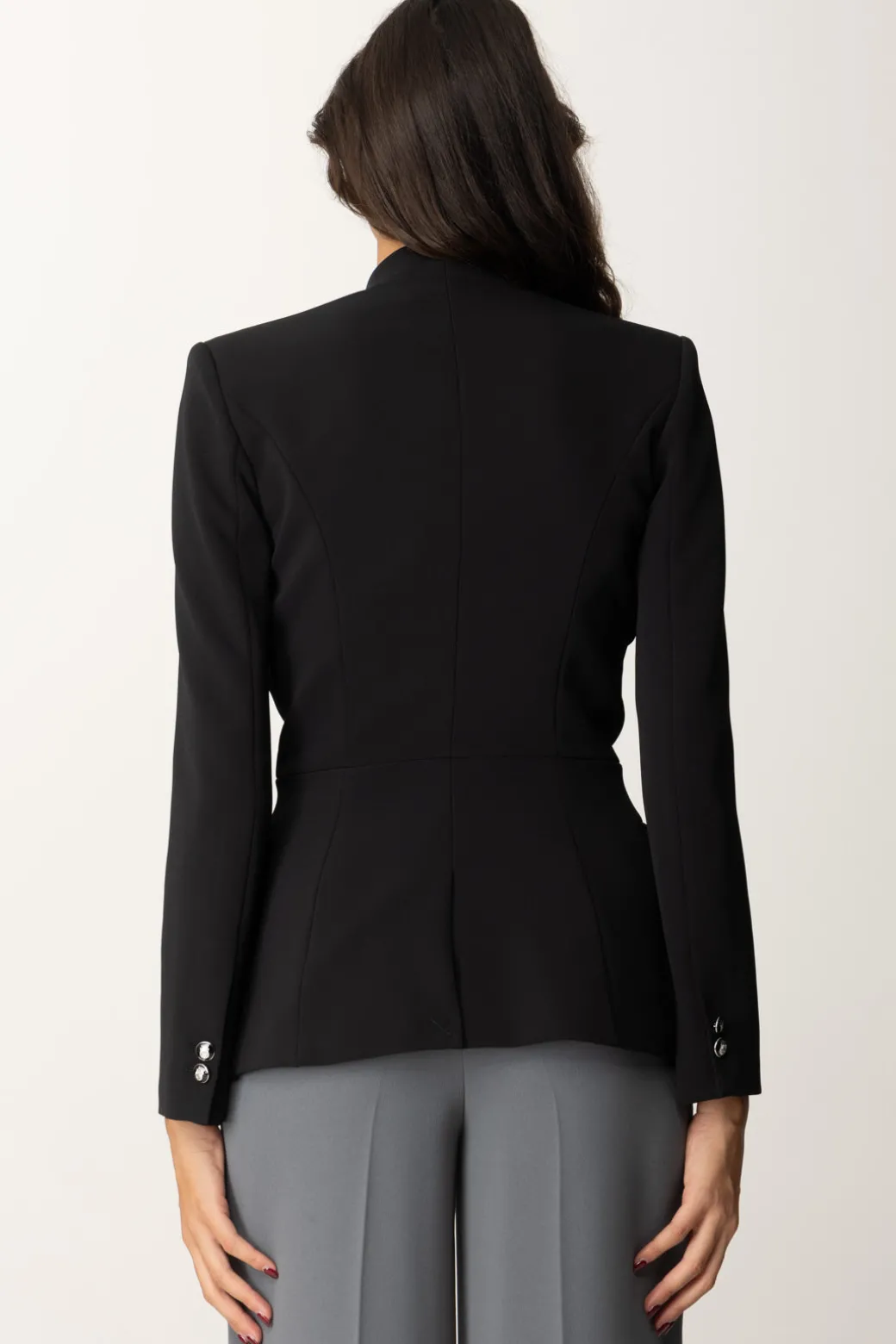 Elisabetta Franchi Giacca con Revers a Lancia In RasoNERO